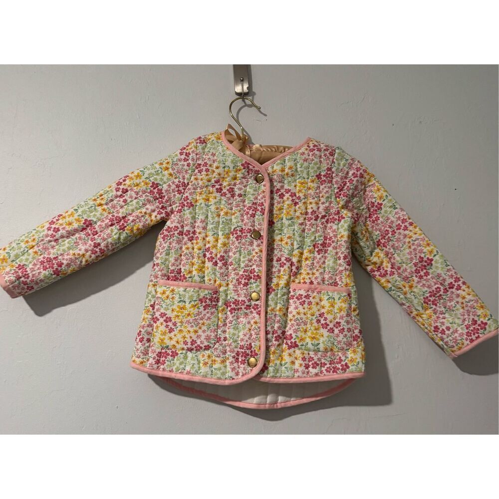 Cupcake and cashmere floral quilted jacket pink yellow size 4T